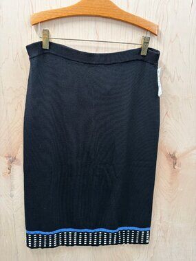 GRACE DANE LEWIS Women's M Rayon Knit Career Pencil Skirt Solid Black White Blue